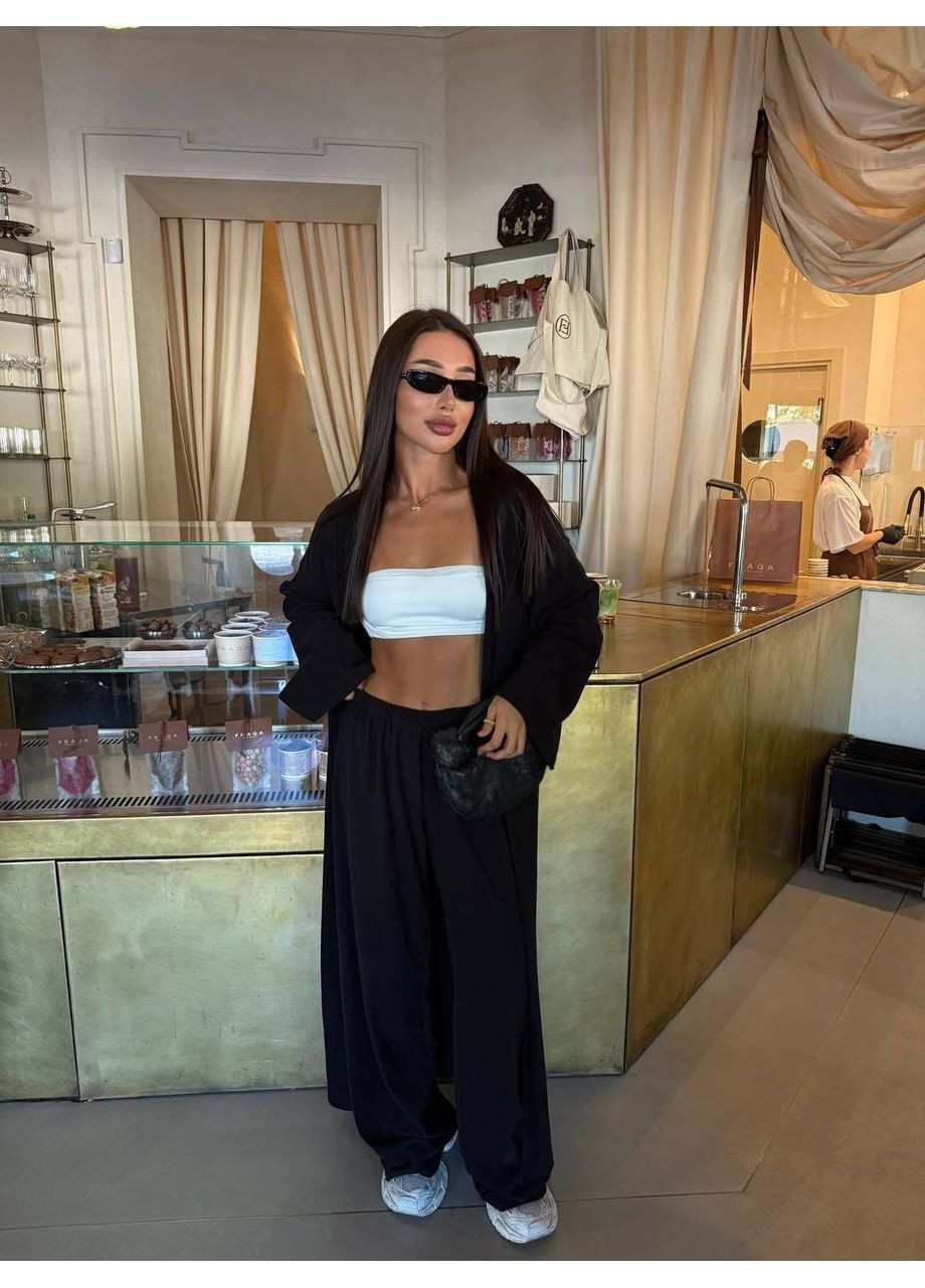 Комплект 2в1 кашемировый термо трикотаж (кардиган + палаццо + пояс) (размерная сетка в описании) DK/DL Мода без кордонів (362188950)