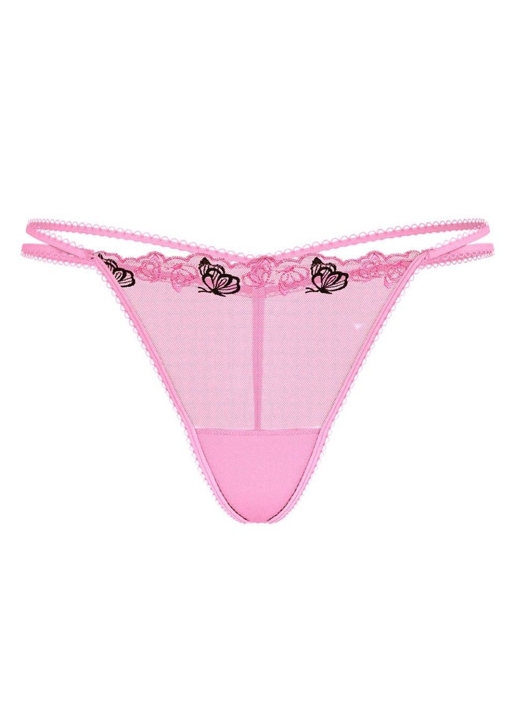 Трусики-стринги женские PINK Wink Strappy V-String Thong Panty розовые Victoria's Secret (348781152)