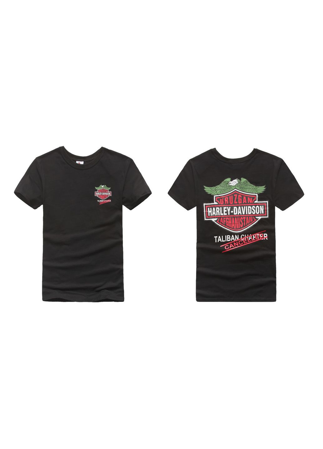 Черная уцинка!!! футболка harley-davidson taliban canceled с большим принтом на спине черная No Brand Футболка