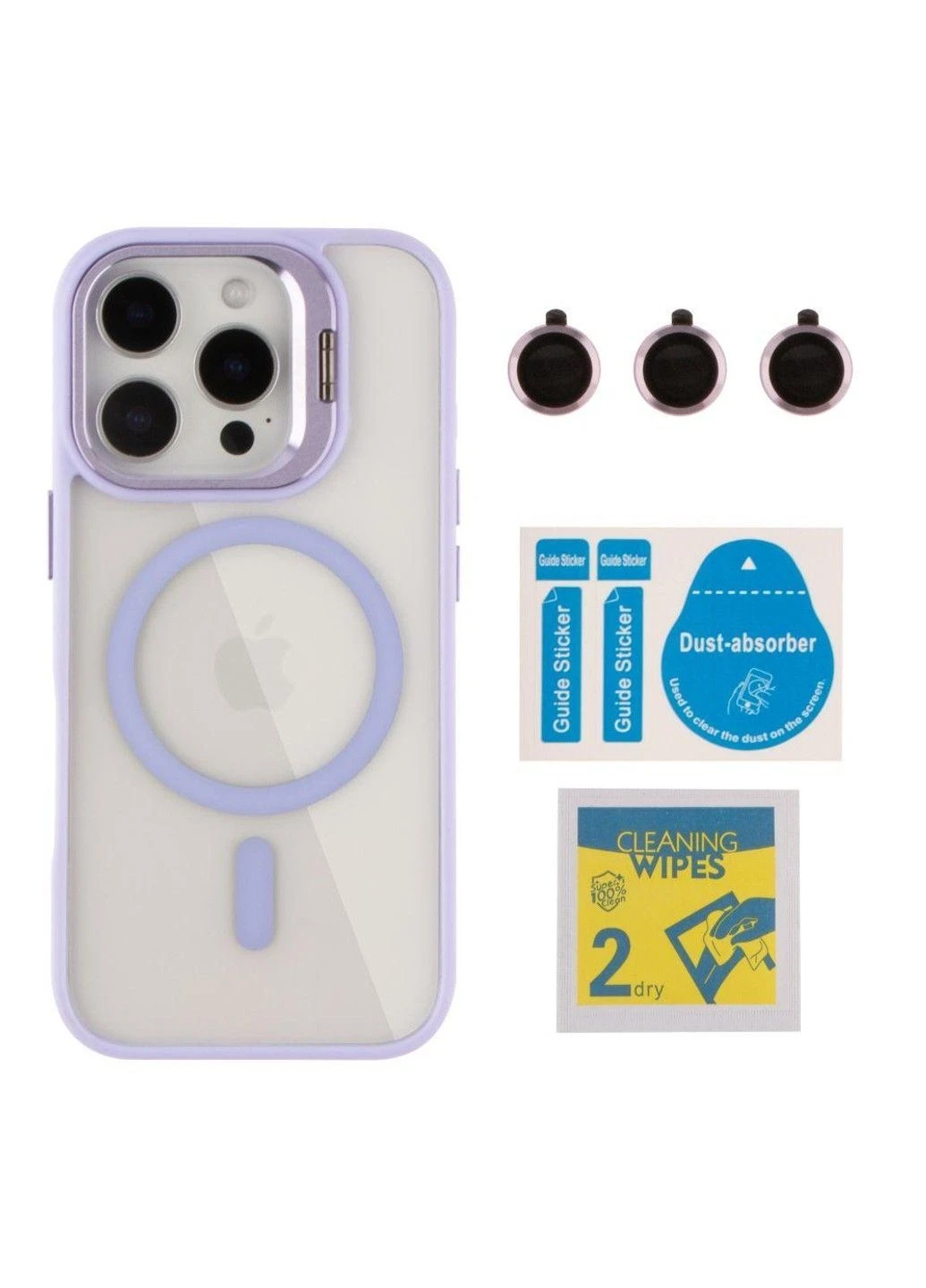 Чохол TPU+PC+Metal Stand Case with MagSafe and Camera Lenses для iPhone 16 Pro Purple No Brand (382777837)