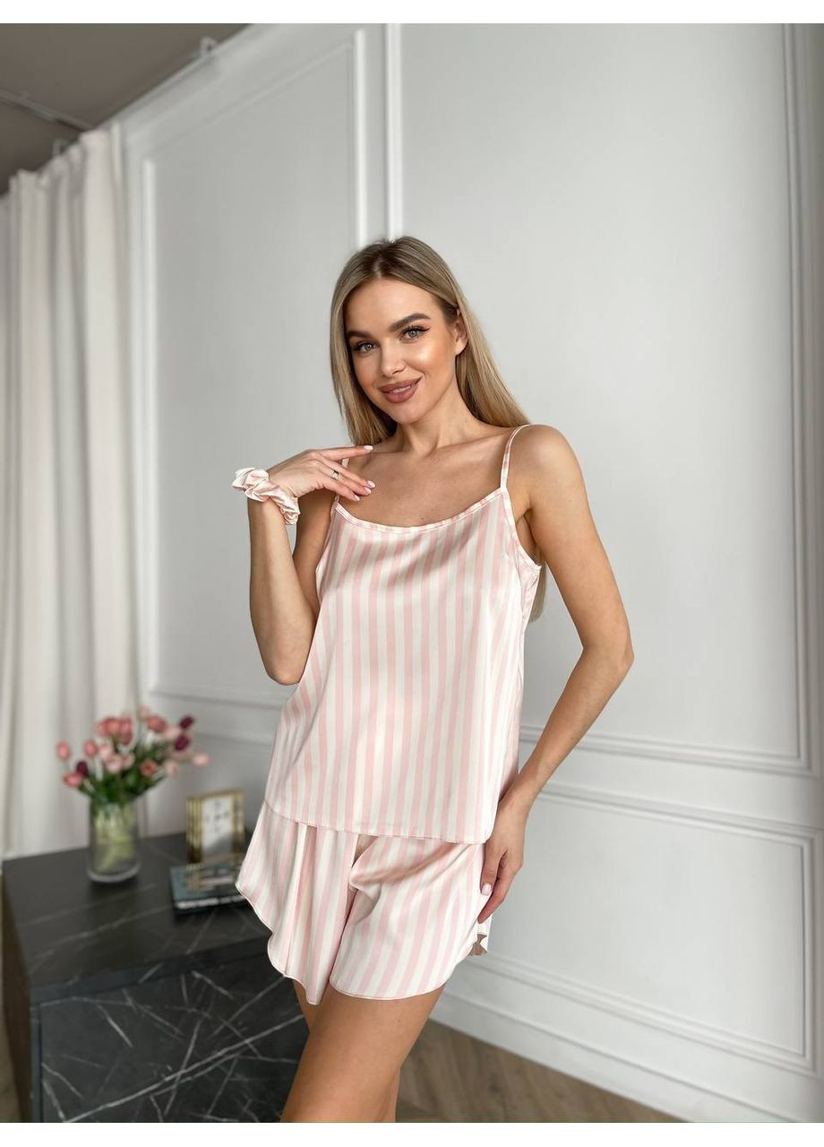 Біла піжама жіноча шовкова в стилі victorias secret майка + шорти Style Point