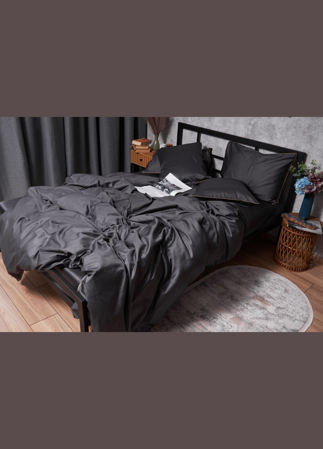 Комплект постельного белья Satin Premium двуспальный 175х210 наволочки 4х70х70 (MS-820003894) Moon&Star gold corner (288043676)