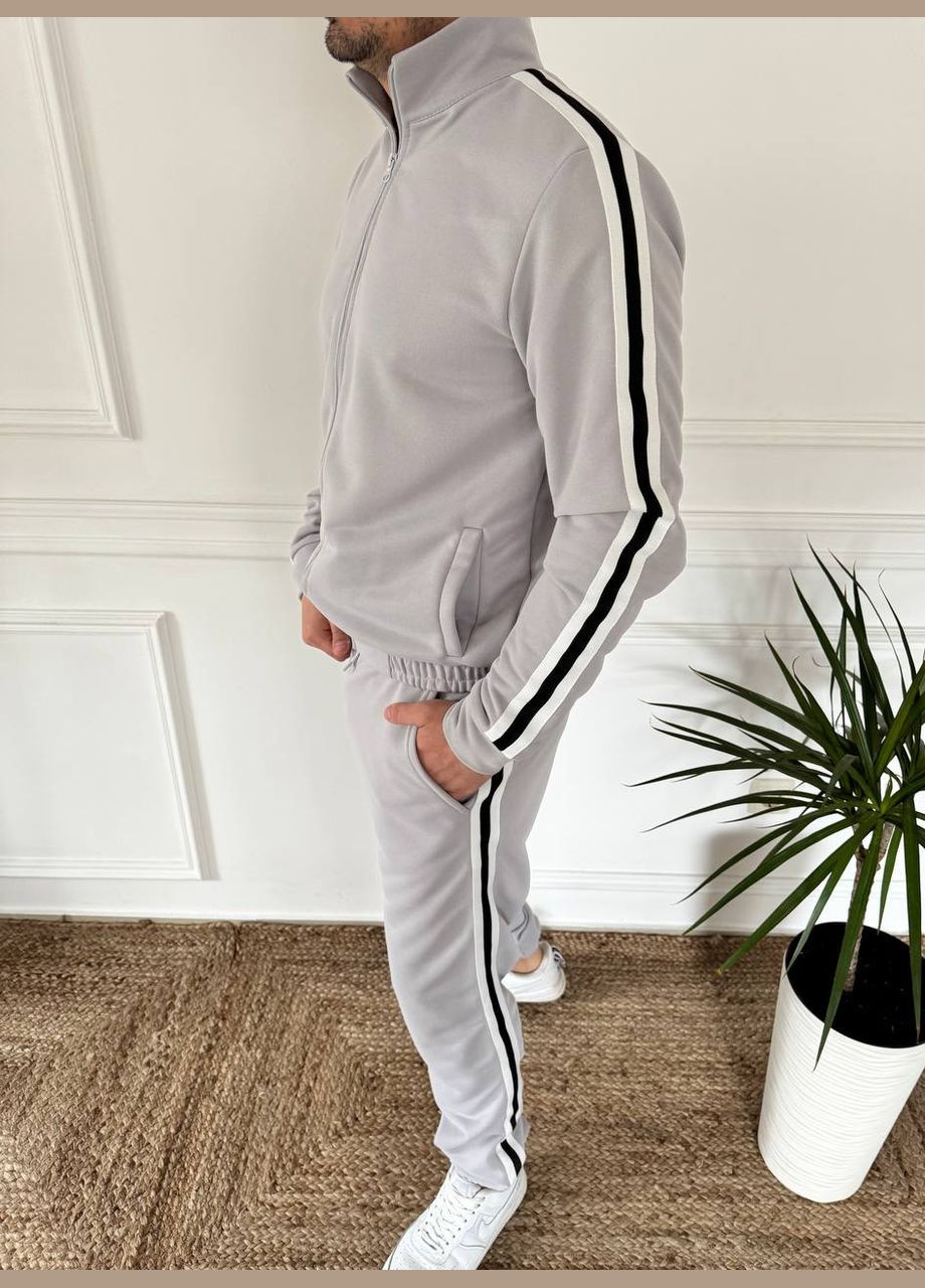 Серый демисезонный мужской спортивный костюм Adelante