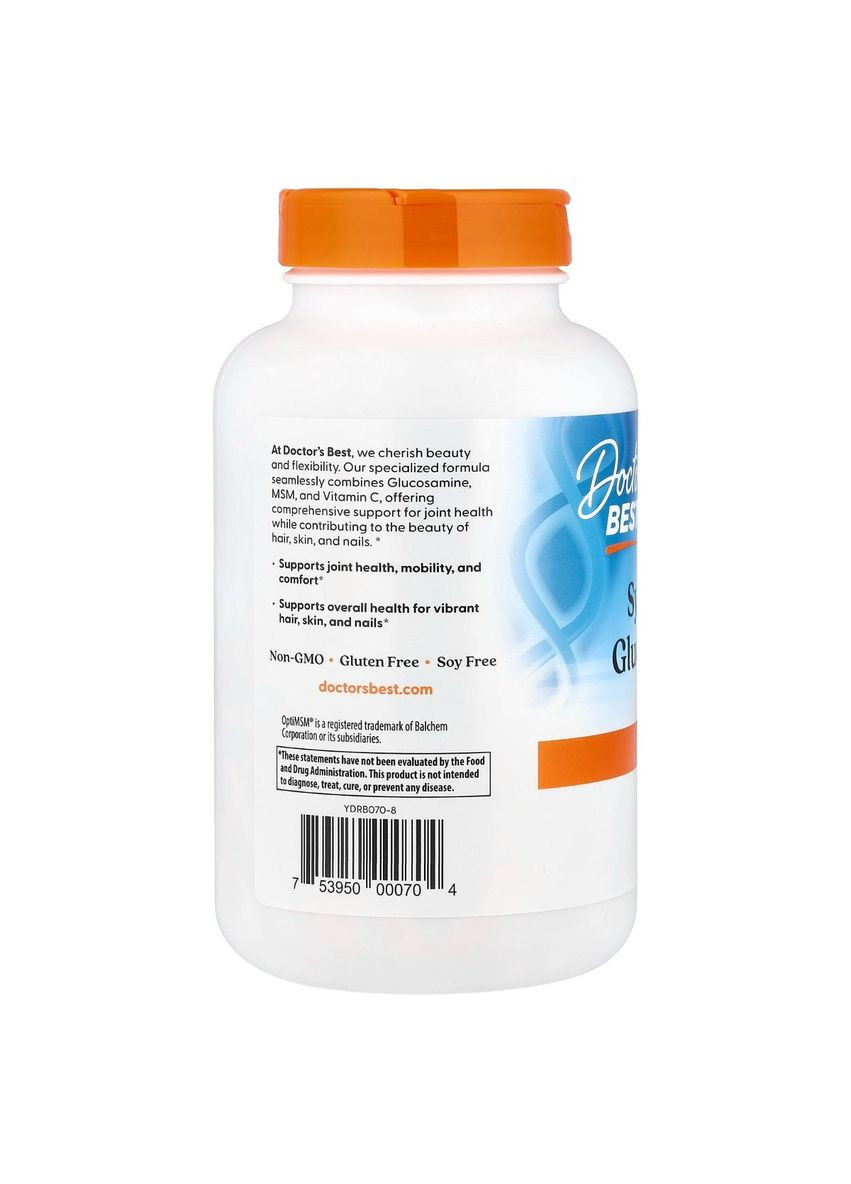 Синергический Глюкозамин МСМ-Формула, OptiMSM, 180 капсул Doctor's Best (330626543)