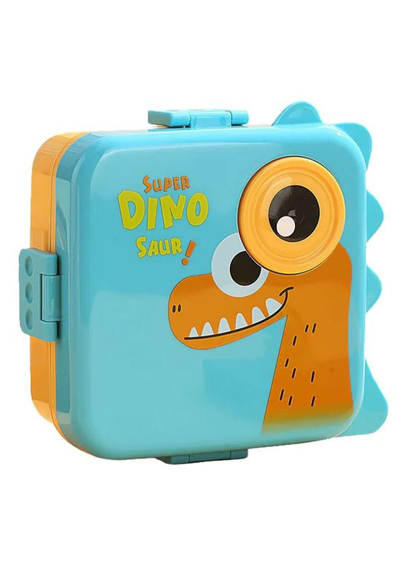 Дитячий ланч бокс на 2 яруса, 6 герметичних секцій Super Dino 1.6л з соусницею 70мл, голубий More (317253883)