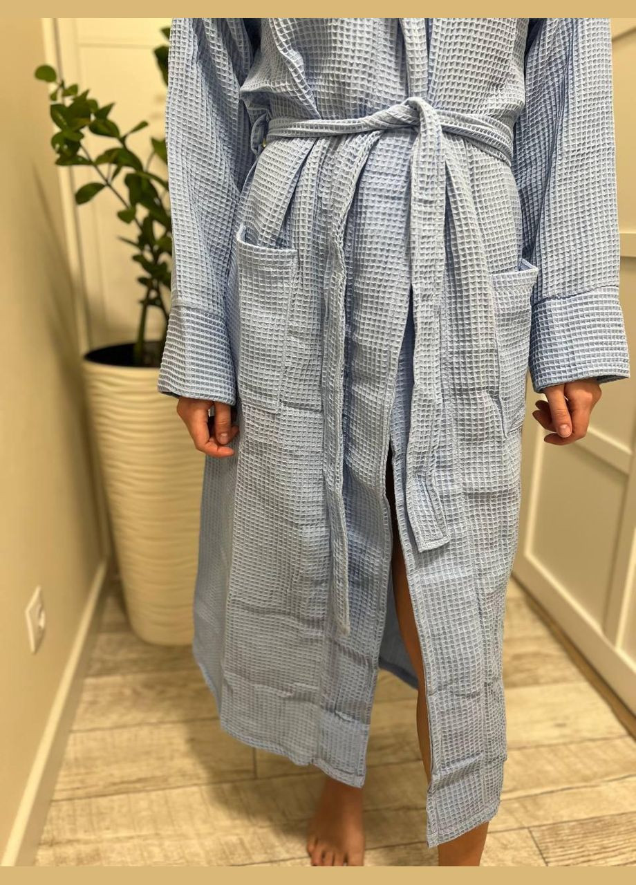 Вафельний банний жіночий халат жіночий гіпоалергенний M/L Блакитний (П4К-Е-Avafel002-2) No Brand (323161058)