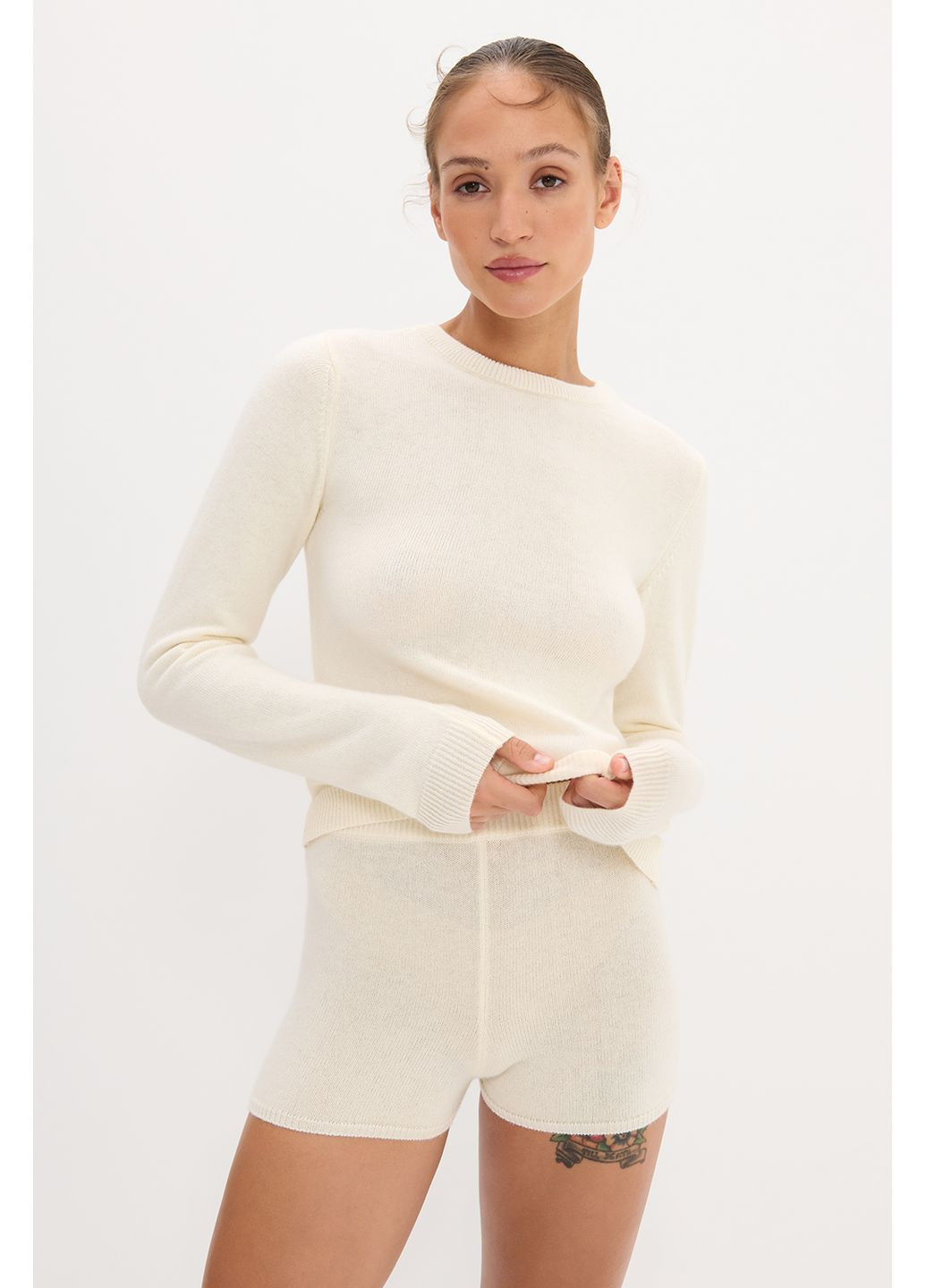 Молочный демисезонный джемпер с добавлением шерсти ягненка m-l серый 7003 Papaya