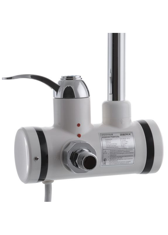 Проточний водонагрівач ELW12-EW, з індикатором температури, хромований вилив, 3,6 кВт, 220-240 В (ZX2780) Zerix (334003397)