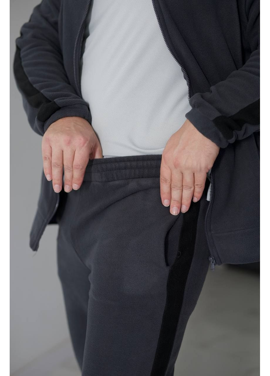 Графітовий зимній костюм 948 теплий щільний фліс полар двосторонній туреччина,штани та кофта на блискавці Україна