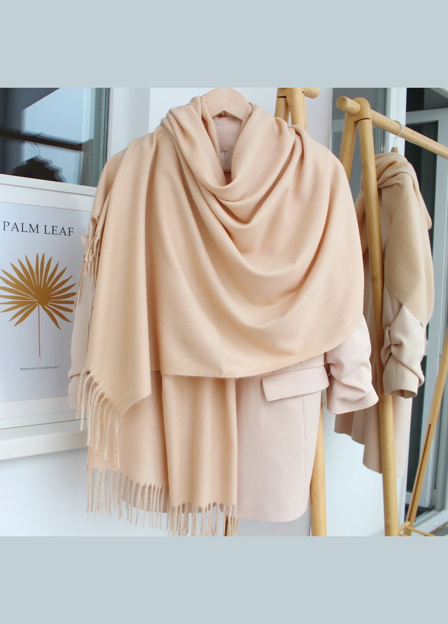 Кашеміровий однотонний шарф "Жасмін" Бежевий 104009 Cashmere (322502056)