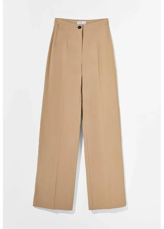 Бежевые широкие брюки от Bershka (406986049)