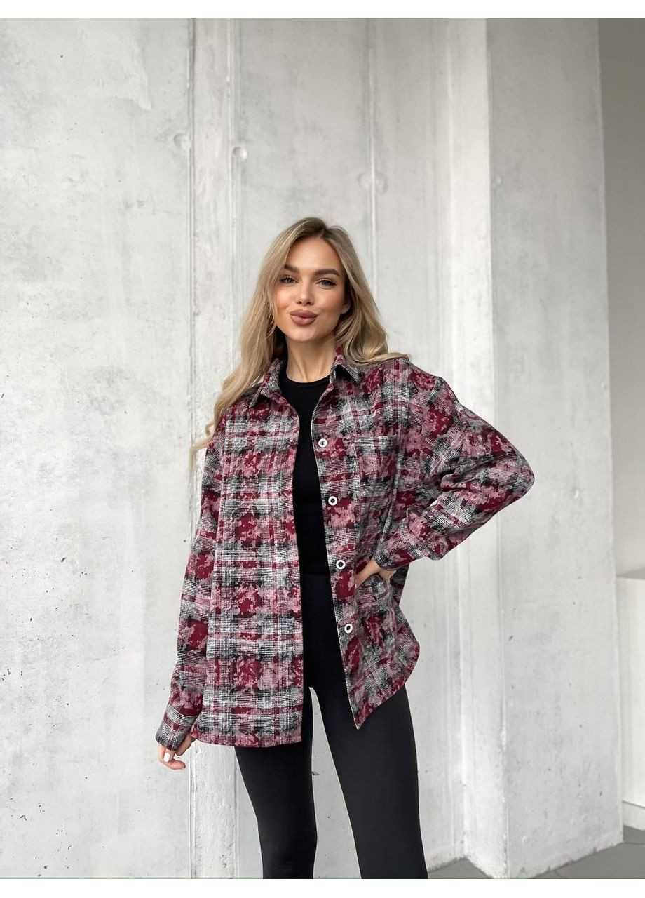 Бордовая кэжуал рубашка в клетку MonCher с длинным рукавом