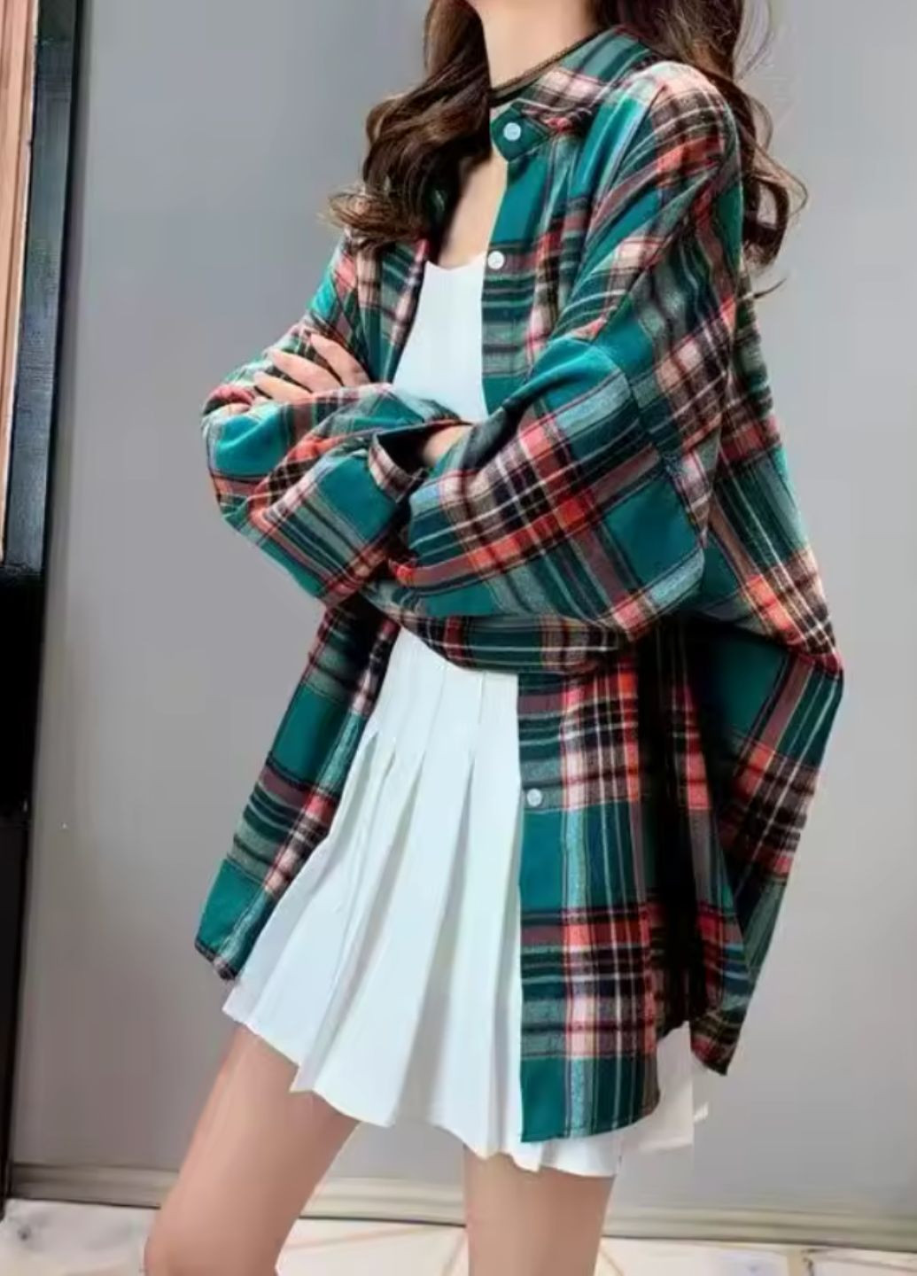 Сорочка жіноча Oversize в клітку на ґудзиках G&N (366725620)