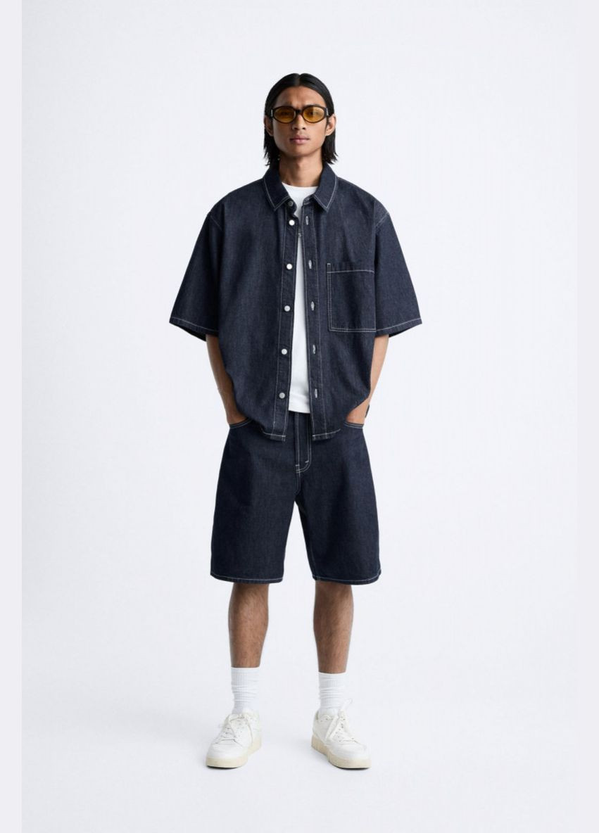Шорти Zara джинсові костюм з сорочкою 5072 BLUE (285767774)