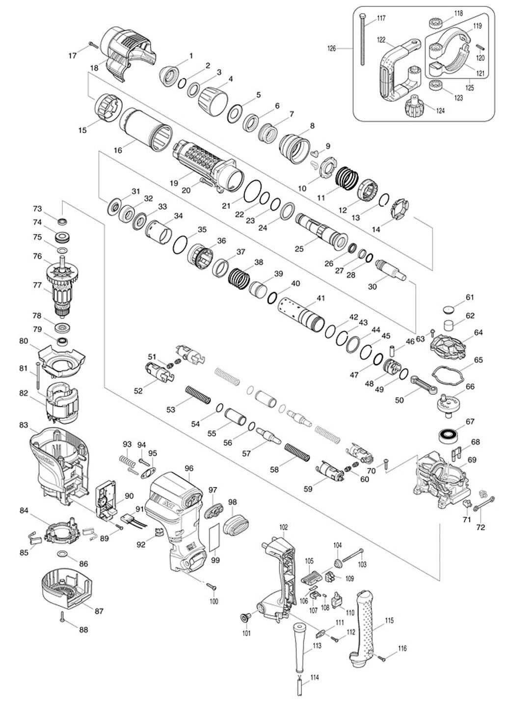 Молоток отбойный сетевой HM1111C (11.2 Дж, 1100-2650 мин-1, 1300 Вт, SDS-MAX, AVT, 8 кг) Makita (290851878)