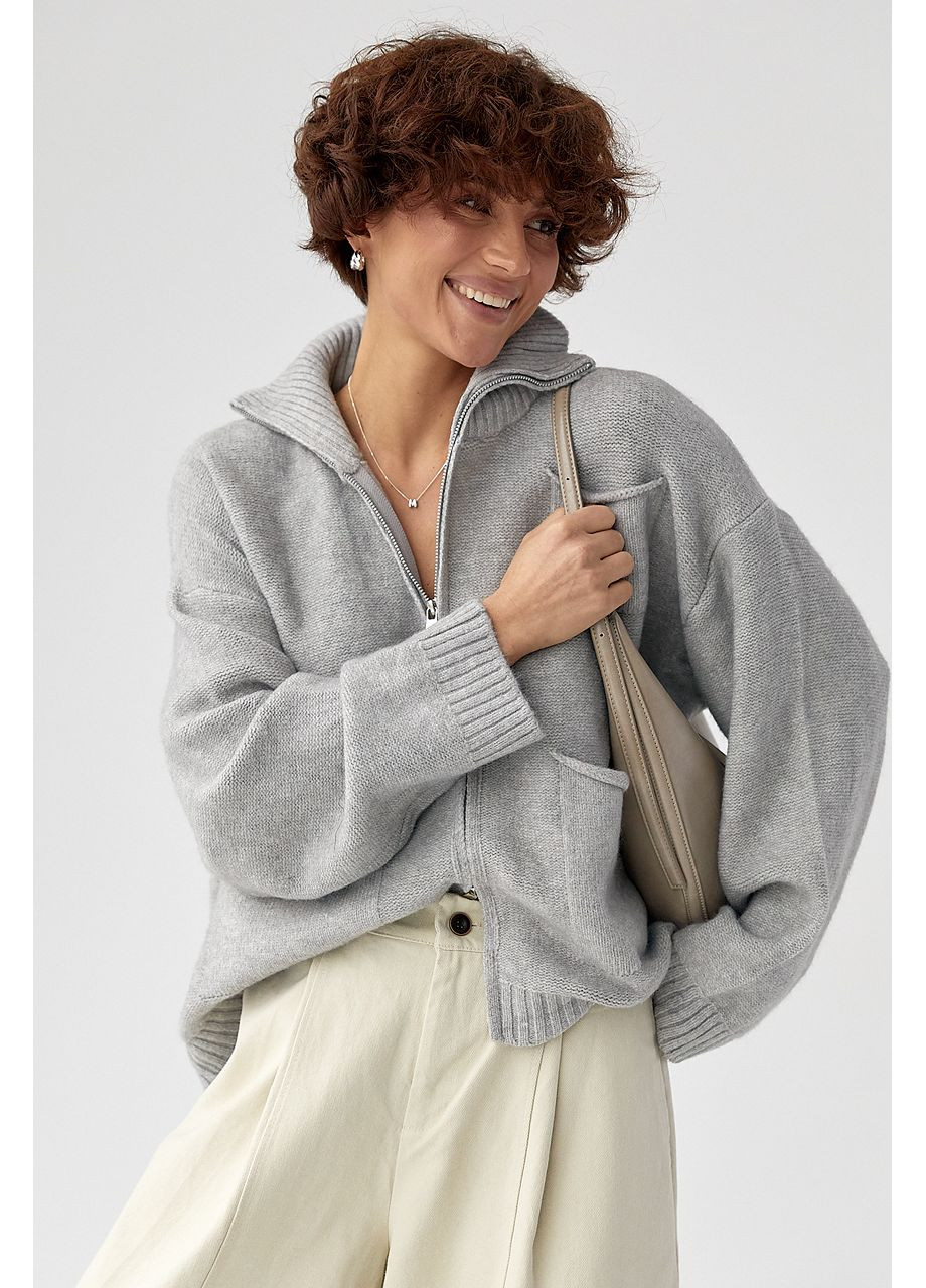 Серый зимний кардиган Lurex