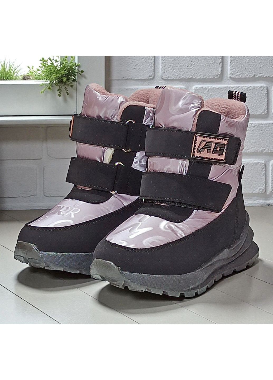 Розово-лиловые спортивные, повседневные зимние зимние дутики на липучках,зимние ботинки на овчине для девочки, термоботинки для девочки Том.М
