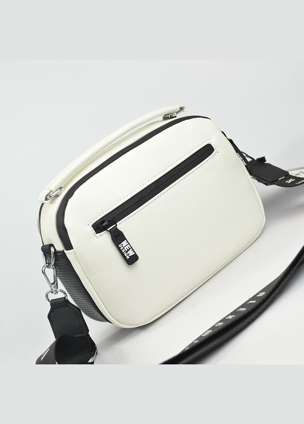 Черно-белая женская маленькая овальная молодежная сумка кросс боди через плечо No Brand (290187040)