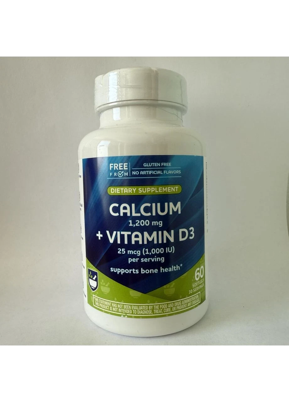 Кальцій+вітамін D3 Rite Aid Calcium Carbonate 1200 мг + Vitamin D 1000 IU 60 капс. No Brand (348139683)