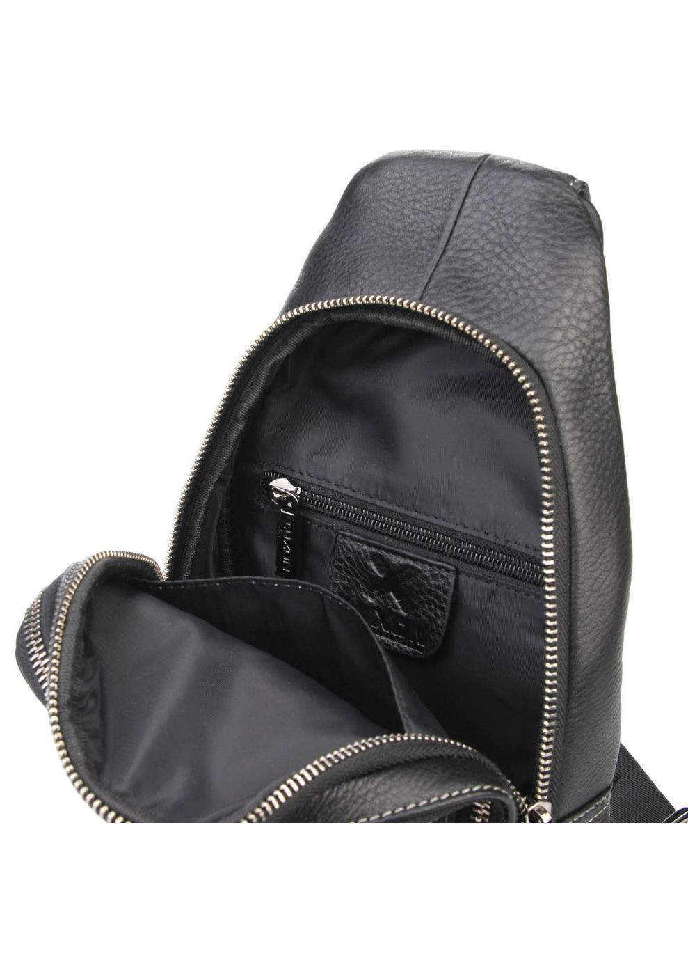 Рюкзак мужской 2002-3 кожаный на одно плечо размер 17 × 31 × 7 см черный Luxon (314808727)