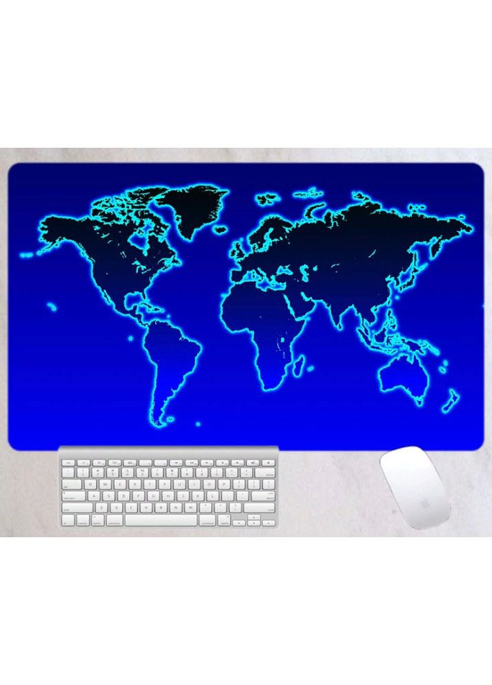 Игровая поверхность для компьютерной мыши и клавиатуры коврик на стол нескользящий с изображением карты мира 80х30 см 500012 UKC (367958500)