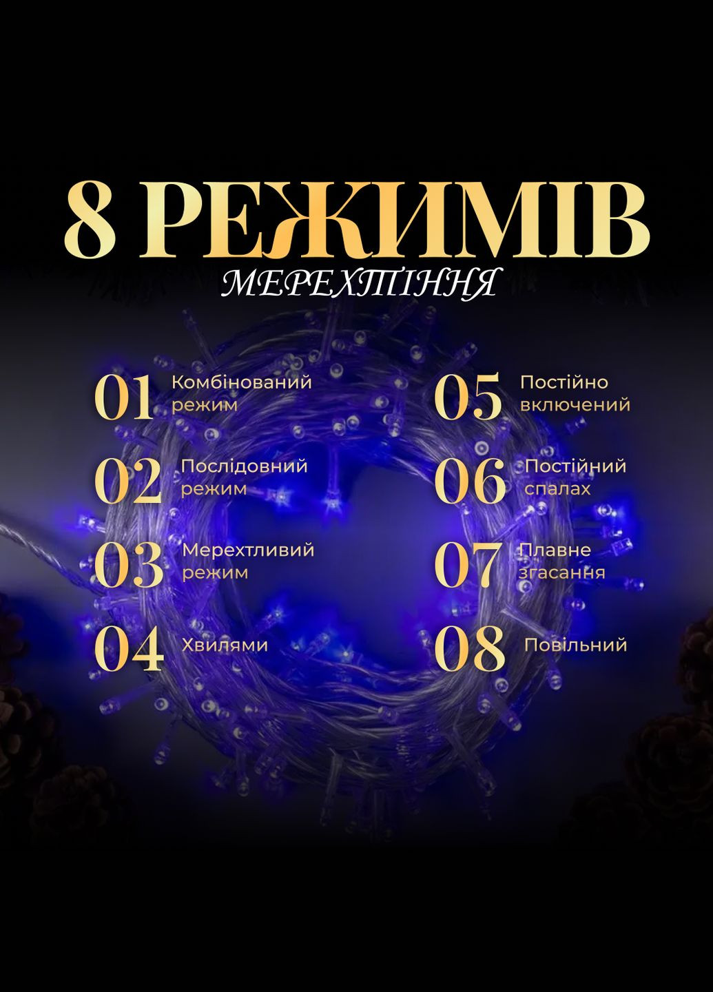 Гірлянда Нитка 190 LED довжина 18 метрів прозора, синій GarlandoPro (316475325)