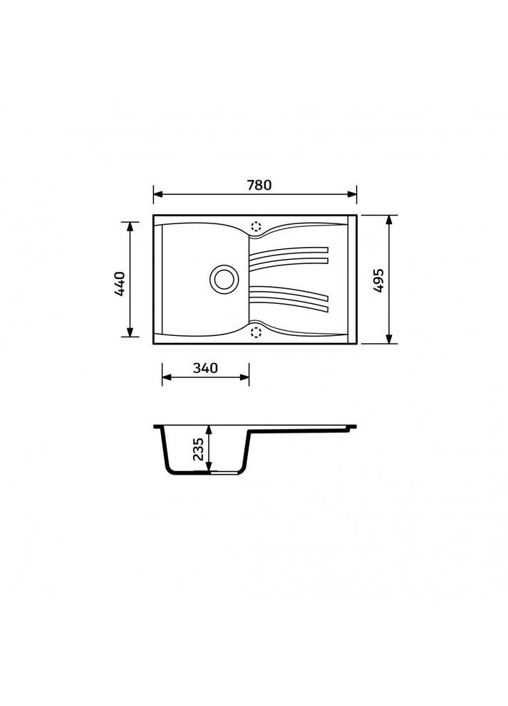 Кухонная мойка из искусственного камня/кварцевая 780х495х235мм, прямоугольная NEW LINE Сахара Бежевый (44190780495) Adamant (369798708)