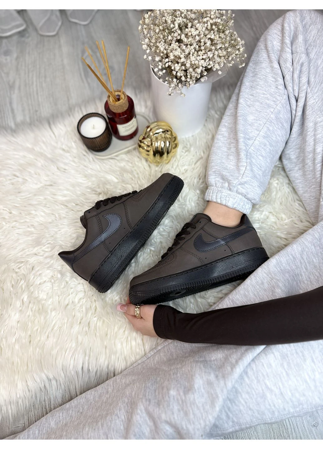 Коричневі кросівки чоловічі nike force low classic brown premium найк аір форс коричневі демісезон No Brand