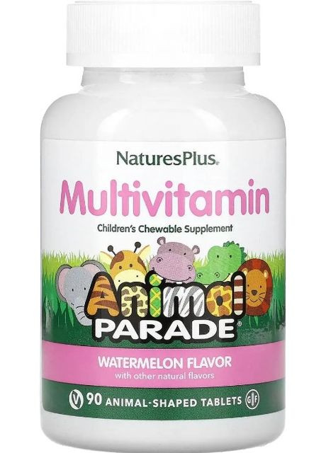 Вітаміни та мінерали для дітей NaturesPlus Animal Parade Multivitamin 90 жев конф кавун Nature's Plus (359473331)