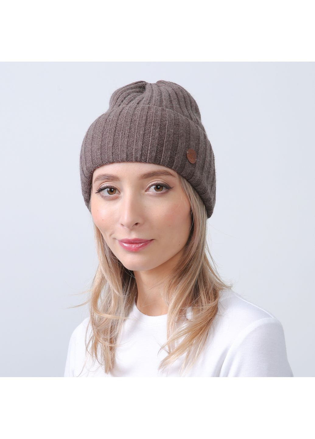 Шапка біні жіноча вовна коричнева LAMMY LuckyLOOK 320-468 (322791791)