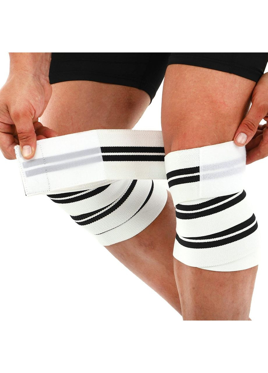 Колінні бинти для присідань (2шт) VL-7742 (PL, еластан, чорний-білий) (VL-7742_Чорно-білий) Fistrage (361439515)