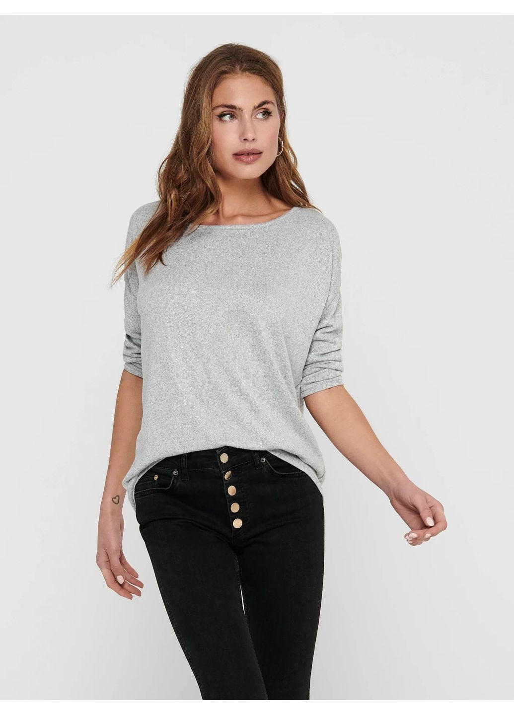 Лонгслів,світло-сірий меланж, Only (364530893)