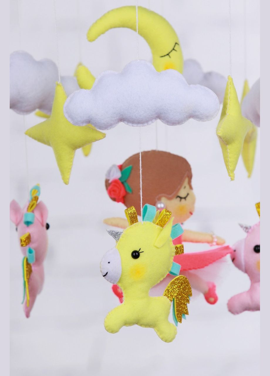 Дитячий музичний мобіль на ліжечко WooolyWool «Балеринка з єдиноріжками» з 35 мелодіями No Brand (342757864)