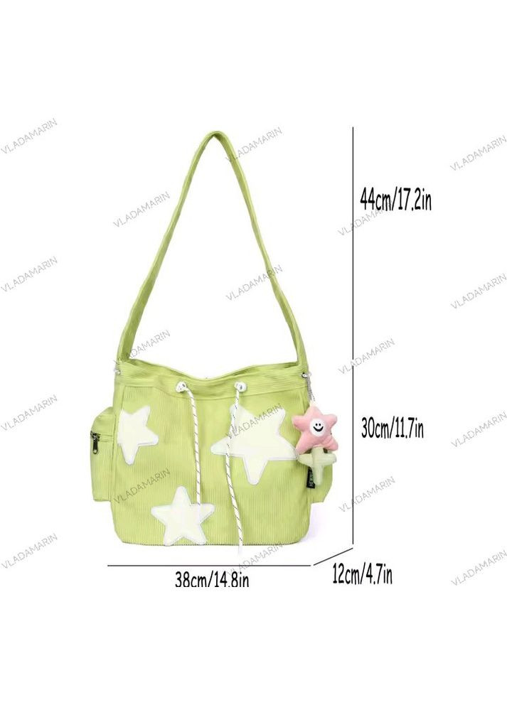 Розовая молодежная вельветовая сумка через плечо, сумка для обучения с белыми звездочками I+M Naturkosmetik (365963641)