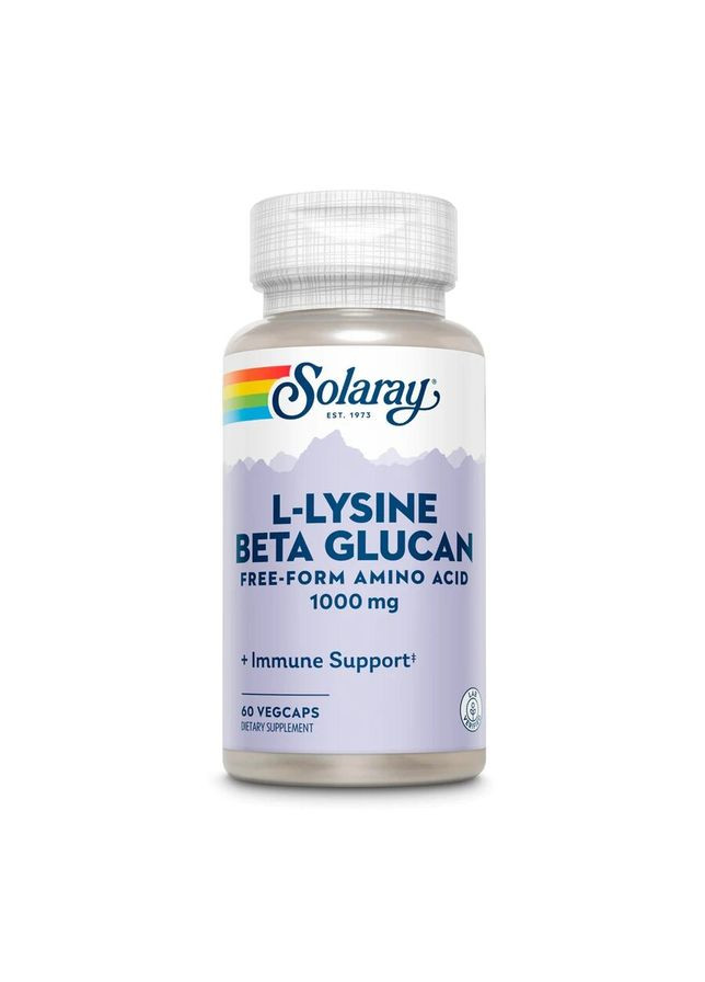 Аминокислота L-Lysine & Beta Glucan 1000 mg, 60 вегакапсул Solaray (324221740)
