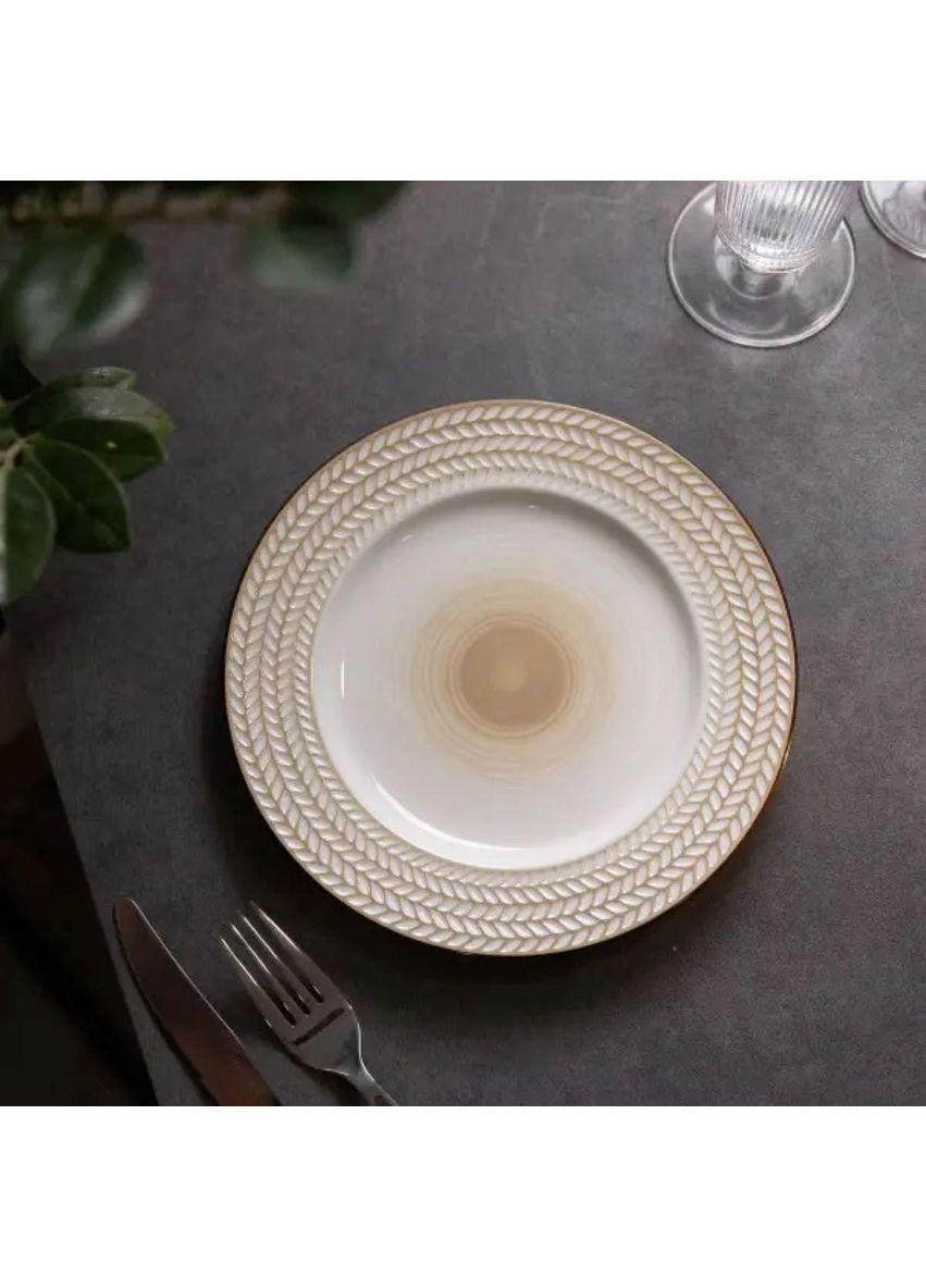 Тарелка десертная круглая 20.5 см плоская фарфоровая HP23390 TS Kitchen (370801789)