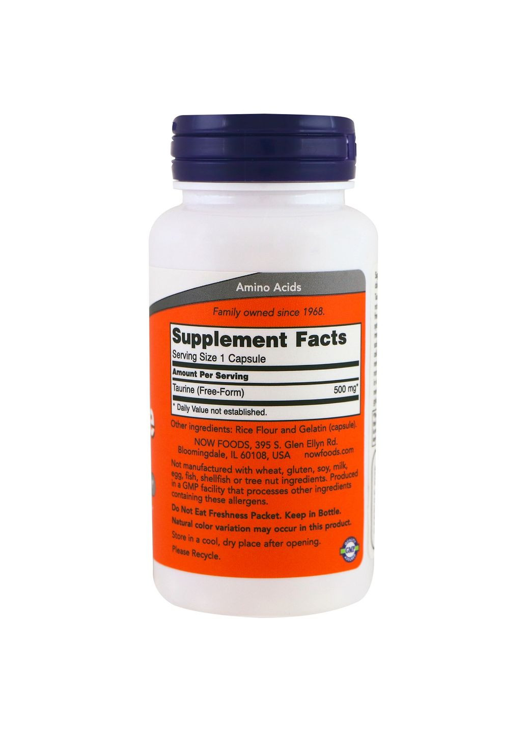 Таурин 500мг,, 100 капсул Now Foods (326055519)