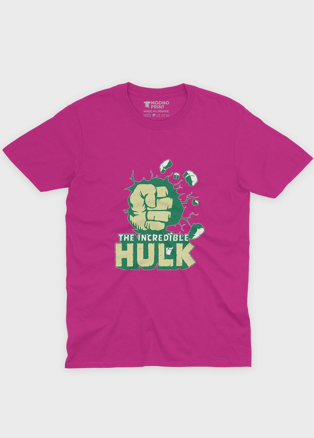 Розовая демисезонная футболка для мальчика с принтом супергероя - халк (ts001-1-fuxj-006-018-013-b) Modno