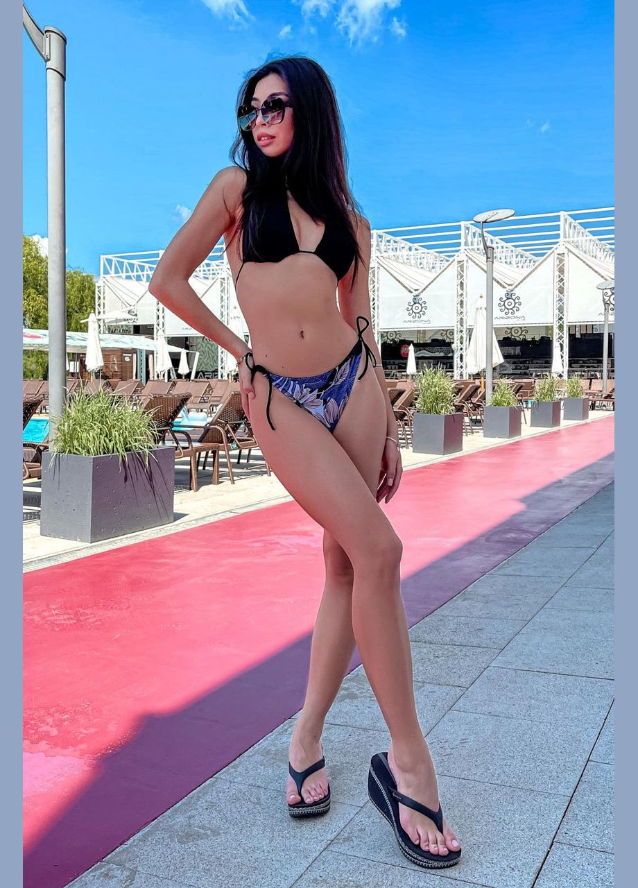 Чорний літній купальник роздільний квітковий принт. чорний Seventeen