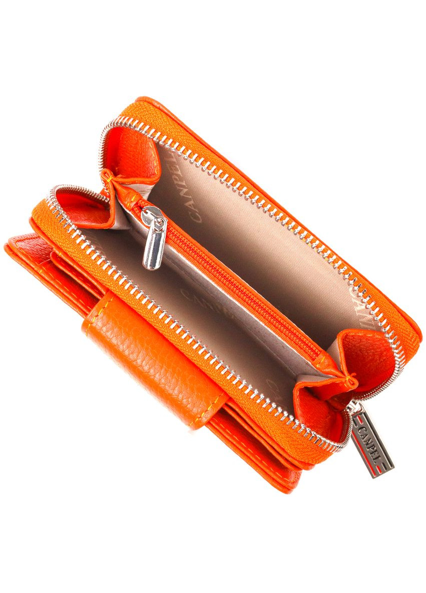 Яркий вертикальный портмоне для женщин с монетницей на молнии из натуральной кожи флотар 21602 Оранжевое Canpellini (331911109)