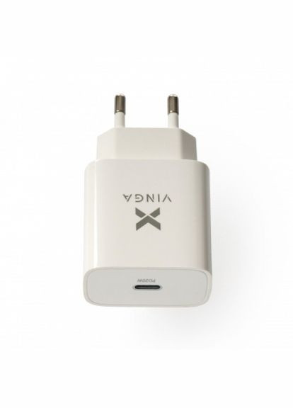 Зарядний пристрій Vinga pd type-c 20w charger white (272823702)