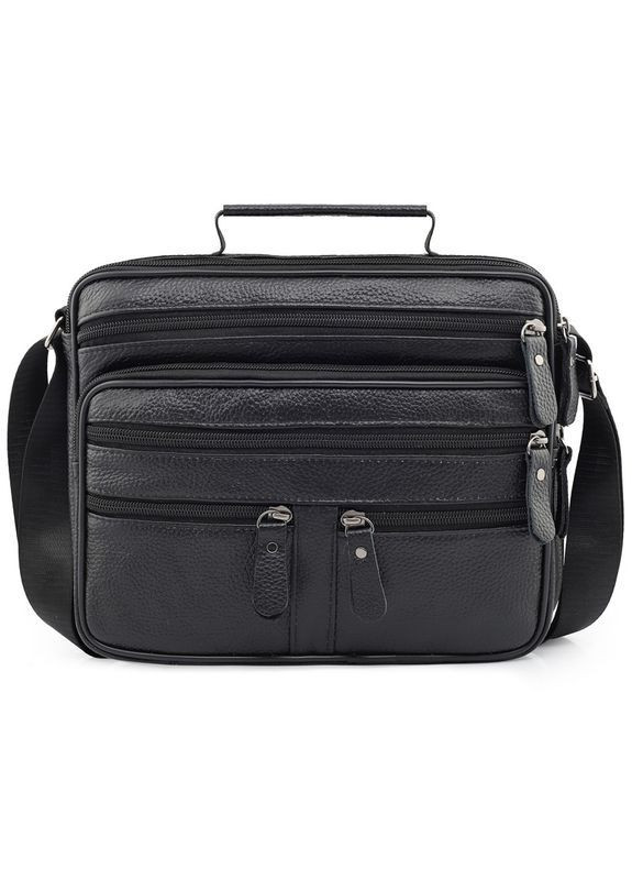 мужская через плечо горизонтальная из натуральной кожи Qvant 1001 - Черная Tiding Барсетка (366889845)