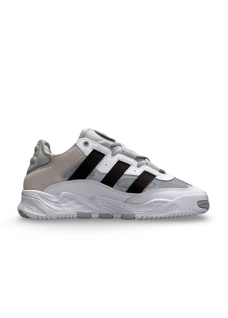 Черные демисезонные кроссовки мужские adidas niteball prm white gray black адидас найтбол No Brand