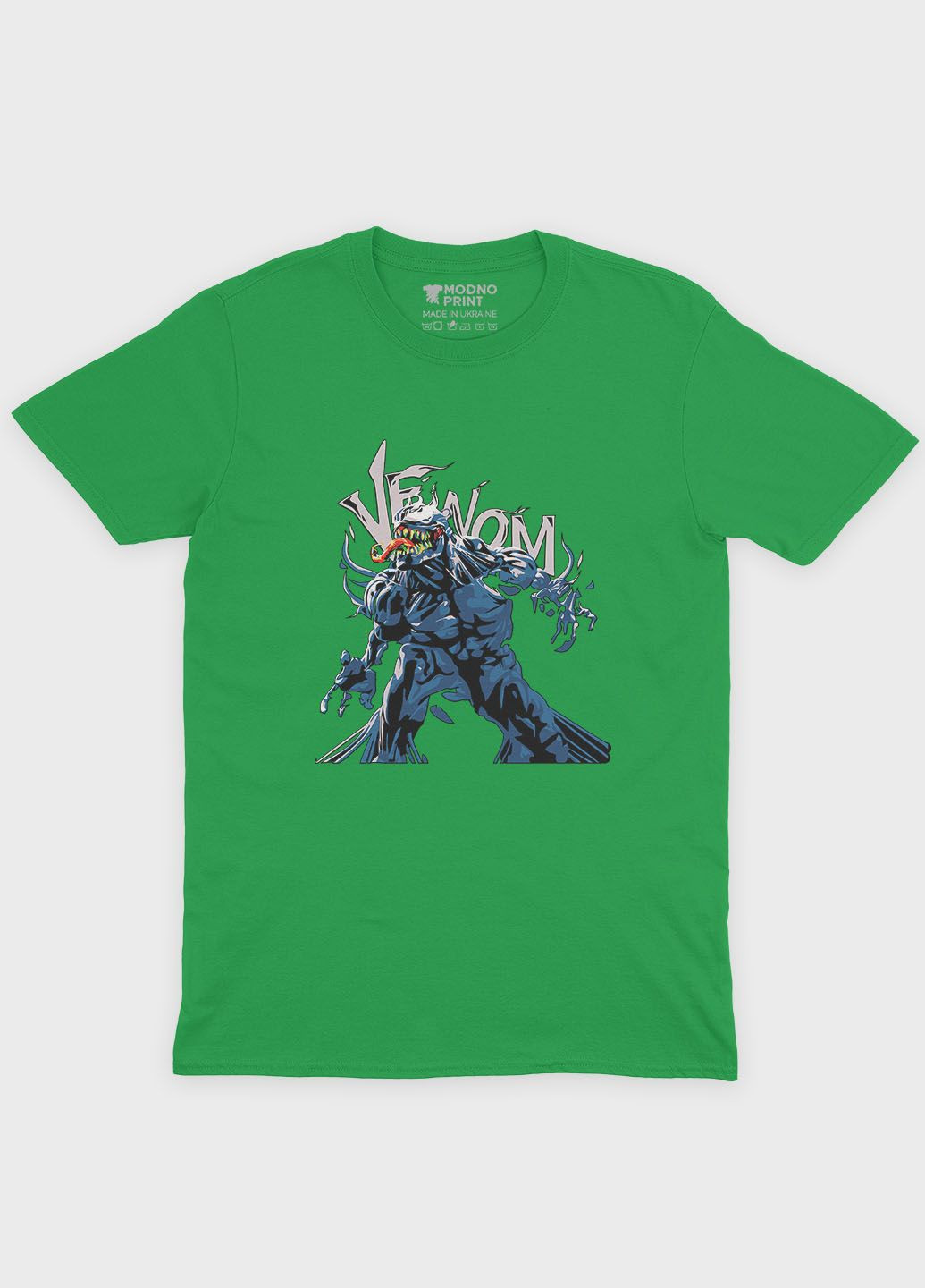 Зелена демісезонна футболка для хлопчика з принтом суперзлодія - веном (ts001-1-keg-006-013-012-b) Modno