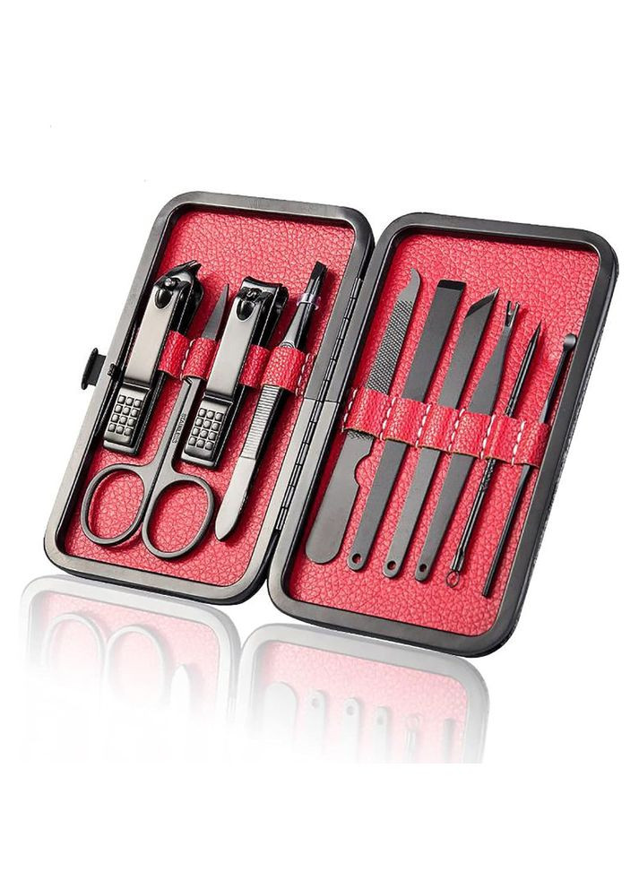 Професійний манікюрний педикюрний набір з нержавіючої сталі у футлярі (10 предметів) No Brand (350349268)