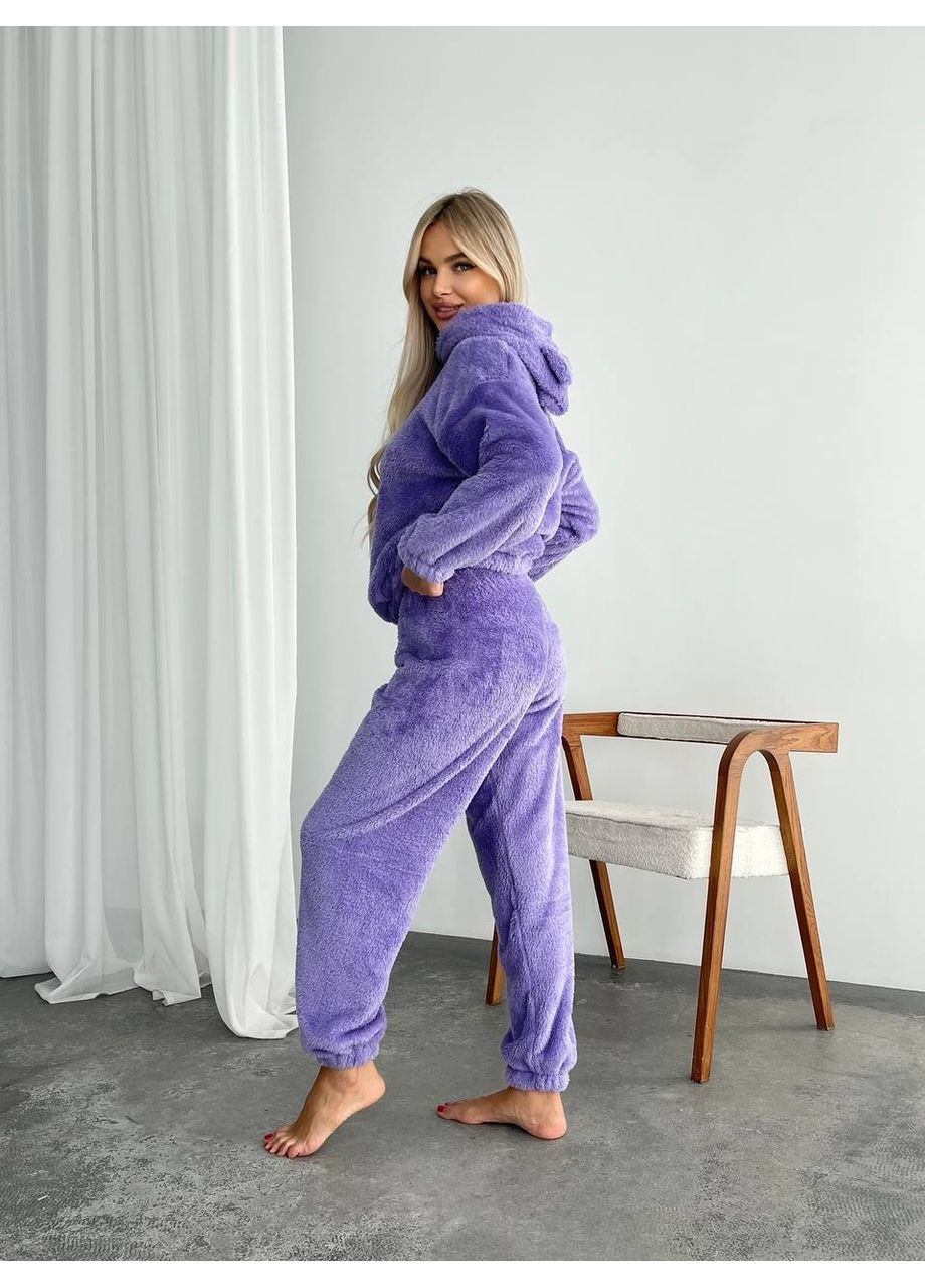 Фиолетовая пижама женская махровая с ушками. пижама (лонгслив, брюки) No Brand