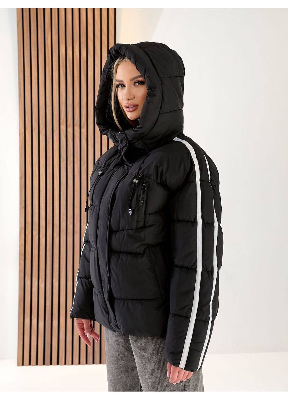 Чорна демісезонна 🖤 зимова куртка "urban freeze" — тренд, тепло і зручність в одному образі — заміри в описі GD/GL Модний простір
