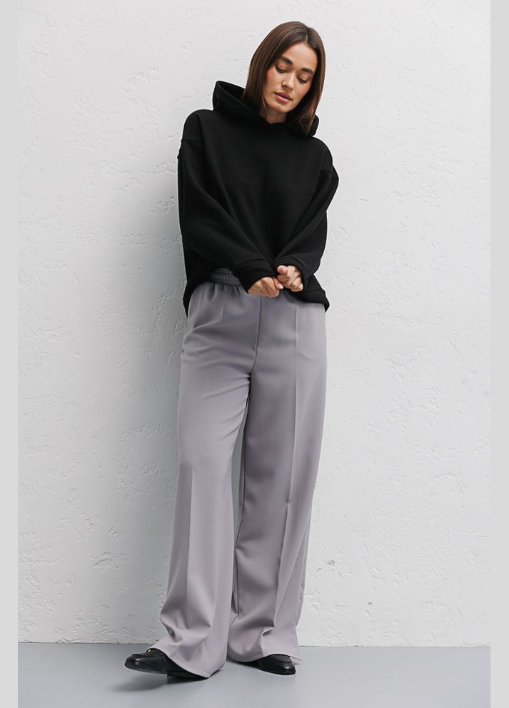 Жіноче худи чорне з фігурними проймами Arjen (294907596)