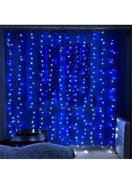 Святкова гірлянда завісу "Штора" на вікно 200LED 3х3м колір Синій USB Benson (367073195)