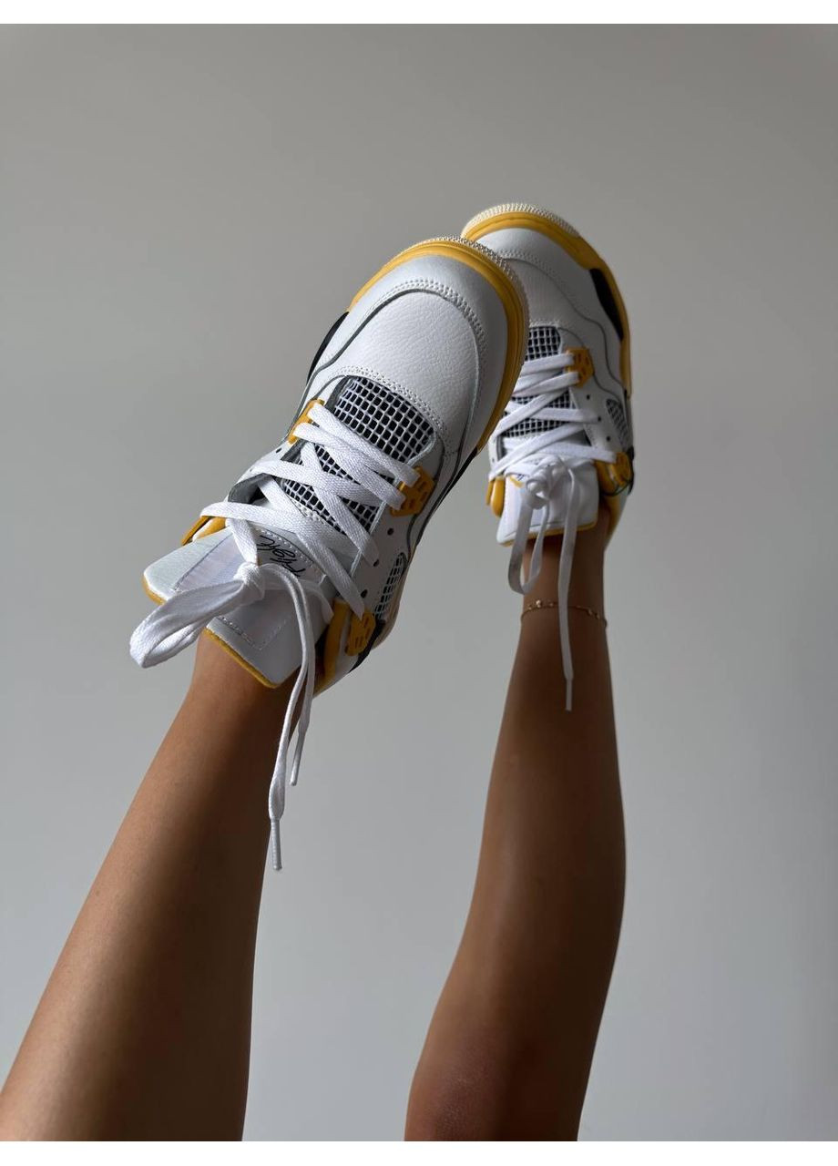 Білі Осінні кросівки чоловічі nike air jordan 4 white yellow найк аір джордан No Brand